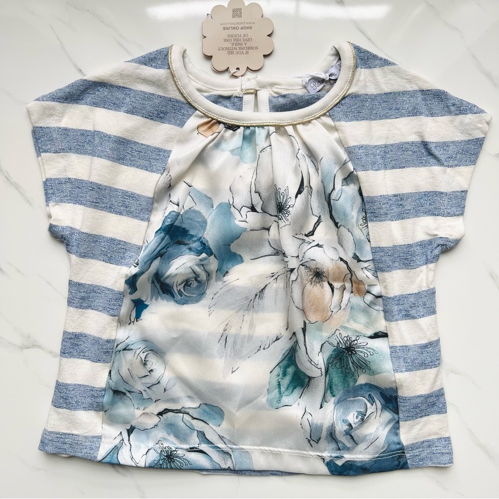 Patachou Luxurious Floral T-shirt with stripes